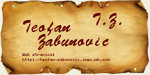 Teofan Zabunović vizit kartica